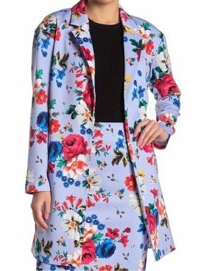 Tahari Floral Lilac Women's Long Blazer Coat